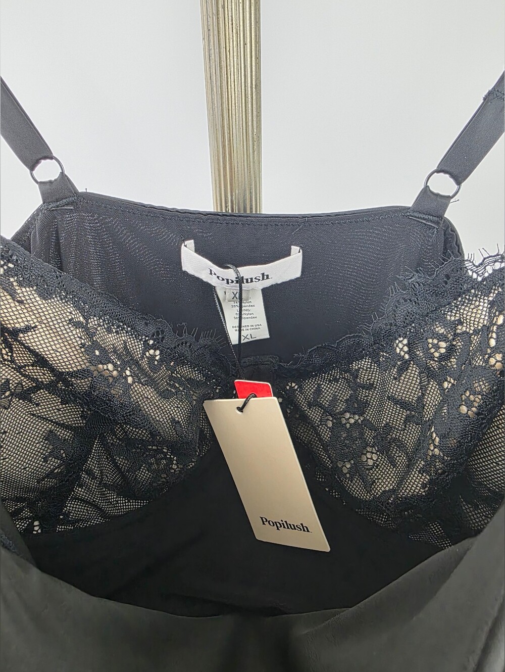 Popilush Women's Black Lace Corset Satin Ruched Cocktail Shapewear Midi Dress XL - Picture 9 of 12